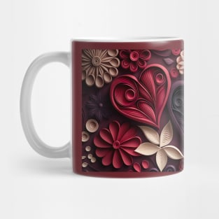 Beautiful floral pattern of valentines hearts - deeper violets and crimsons ! Mug